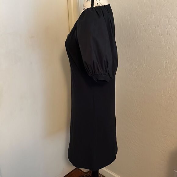 Anthropologie Maeve Annika Black Puffy Balloon Sleeve Dress Minimalist Modern - Picture 8 of 16